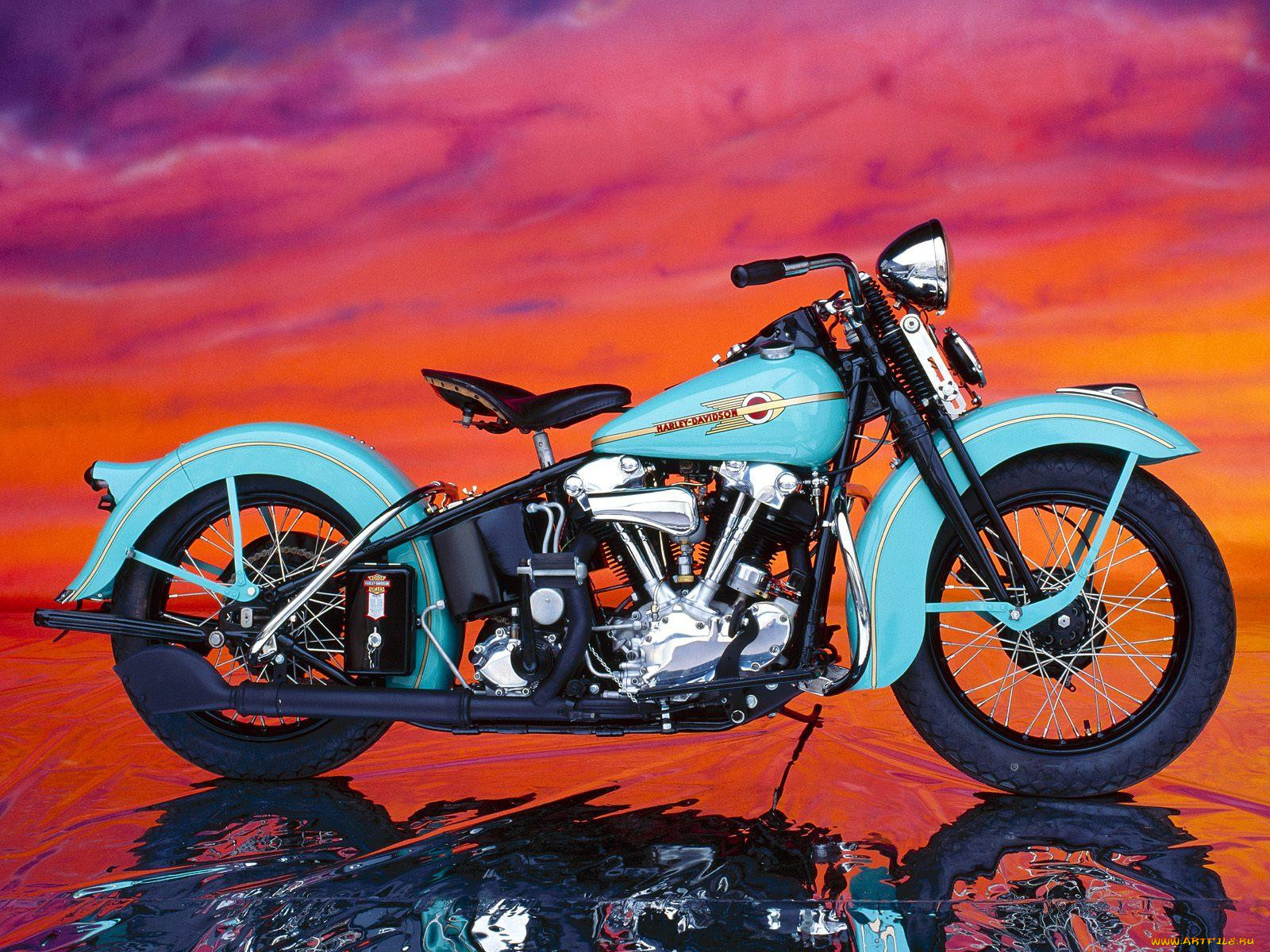 1938, blue, harley, davidson, 